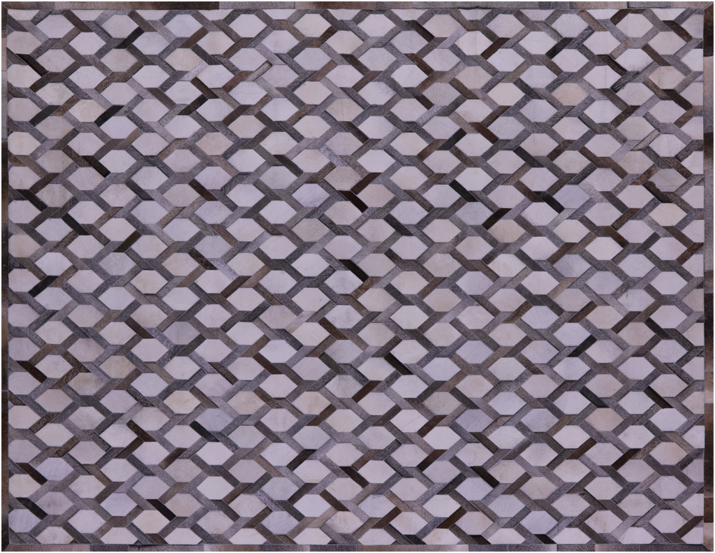 Grey & White Natural Cowhide Hand Stitched Rug - Manhattan Rugs