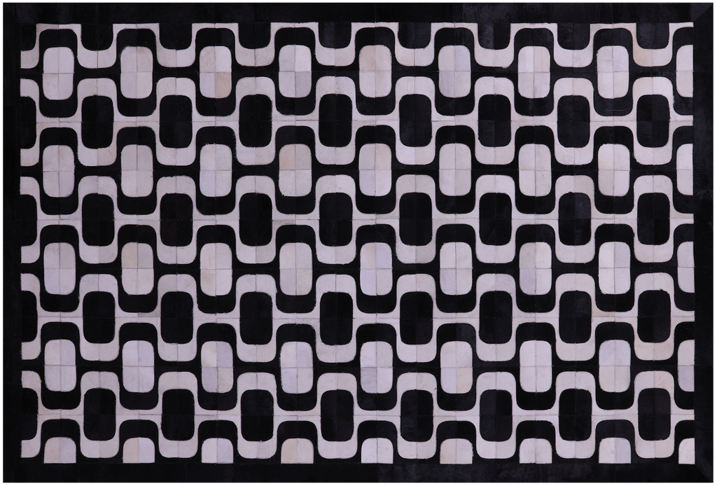 Black & White Natural Cowhide Hand Stitched Rug - Manhattan Rugs