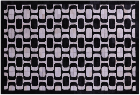 Black & White Natural Cowhide Hand Stitched Rug - Manhattan Rugs