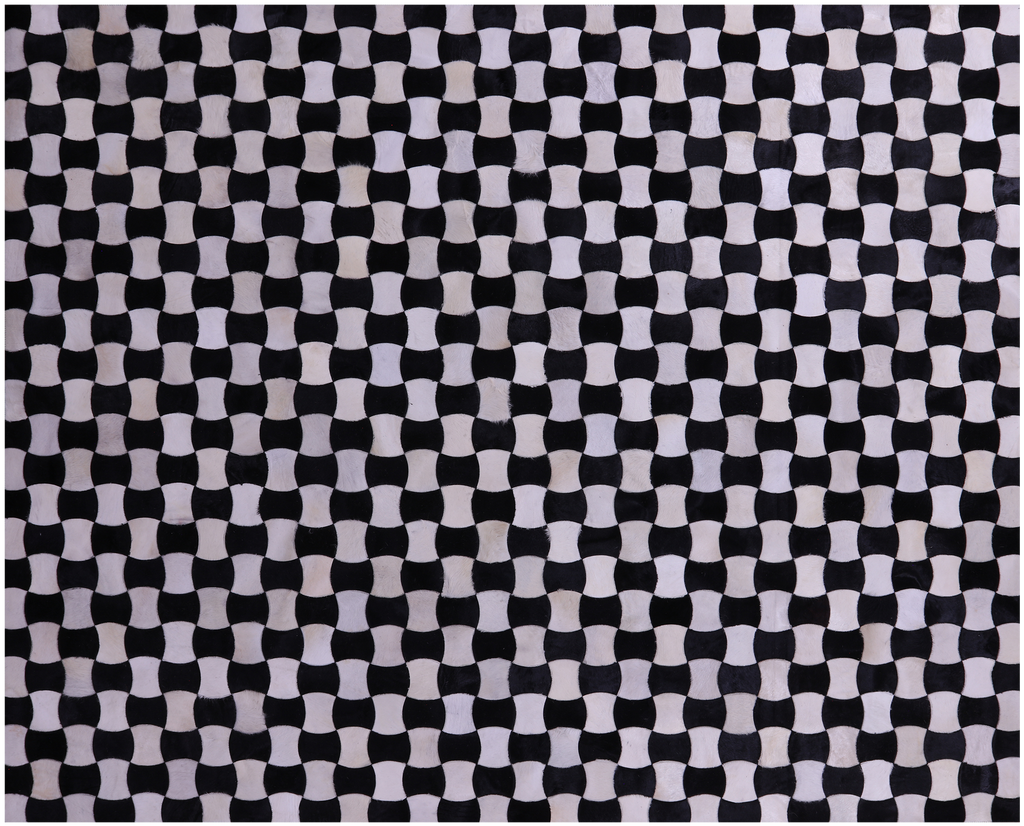 Black & White Natural Cowhide Hand Stitched Rug - Manhattan Rugs