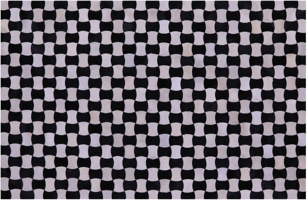 Black & White Natural Cowhide Hand Stitched Rug - Manhattan Rugs