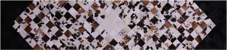 Brown & White & Black Natural Cowhide Hand Stitched Runner Rug - Manhattan Rugs