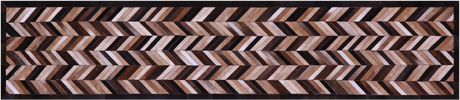 Brown Chevron Natural Cowhide Hand Stitched Runner Rug - Manhattan Rugs