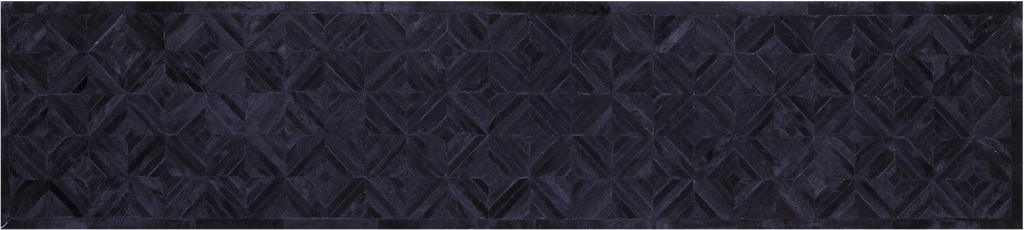 Black Natural Cowhide Hand Stitched Runner Rug - Manhattan Rugs