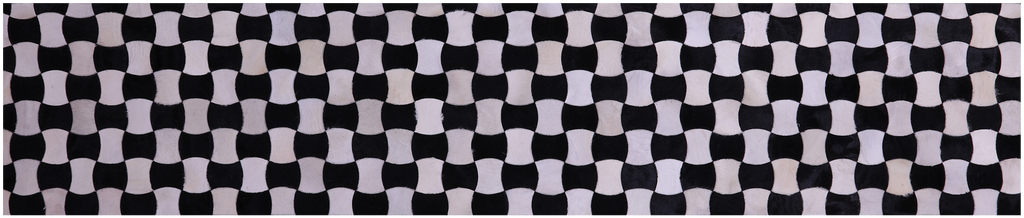 Black & White Natural Cowhide Hand Stitched Runner Rug - Manhattan Rugs