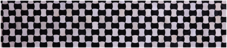 Black & White Natural Cowhide Hand Stitched Runner Rug - Manhattan Rugs