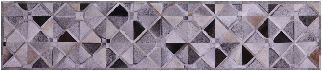 Grey Natural Cowhide Hand Stitched Runner Rug - Manhattan Rugs