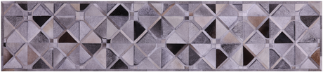 Grey Natural Cowhide Hand Stitched Runner Rug - Manhattan Rugs