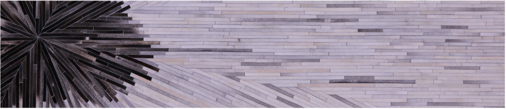 Brown & White Natural Cowhide Hand Stitched Runner Rug - Manhattan Rugs