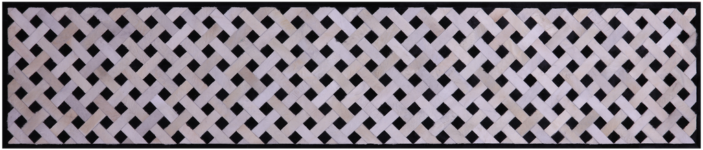 Black & White Natural Cowhide Hand Stitched Runner Rug - Manhattan Rugs