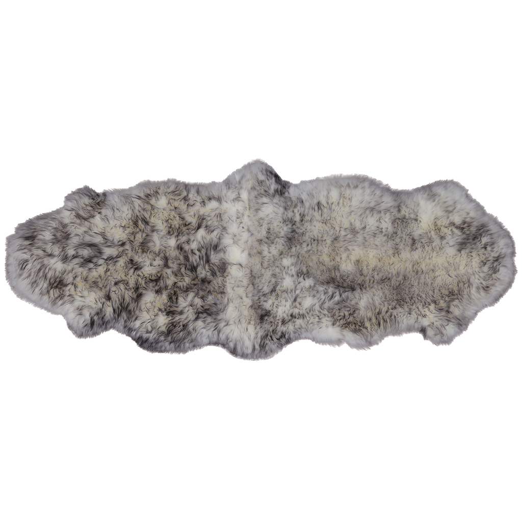 2' 0" X 6' 0" Black Tip Premium Genuine New Zealand Sheepskin Rug - C6133