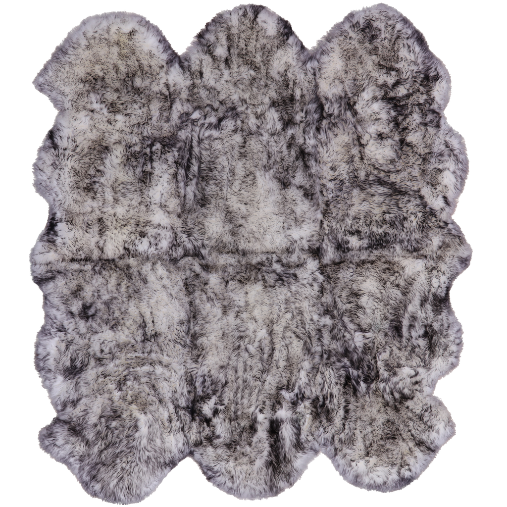 5' 0" X 6' 0" Black Tip Premium Genuine New Zealand Sheepskin Rug - C6135