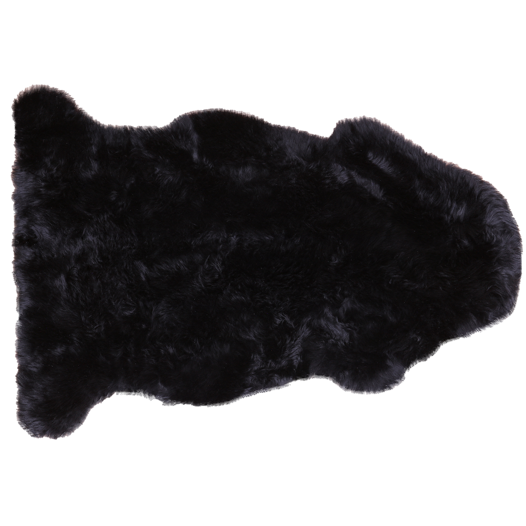 2' 0" X 3' 0" Black Premium Genuine New Zealand Sheepskin Rug - C6138