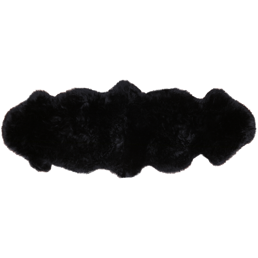 2' 0" X 6' 0" Black Premium Genuine New Zealand Sheepskin Rug - C6139