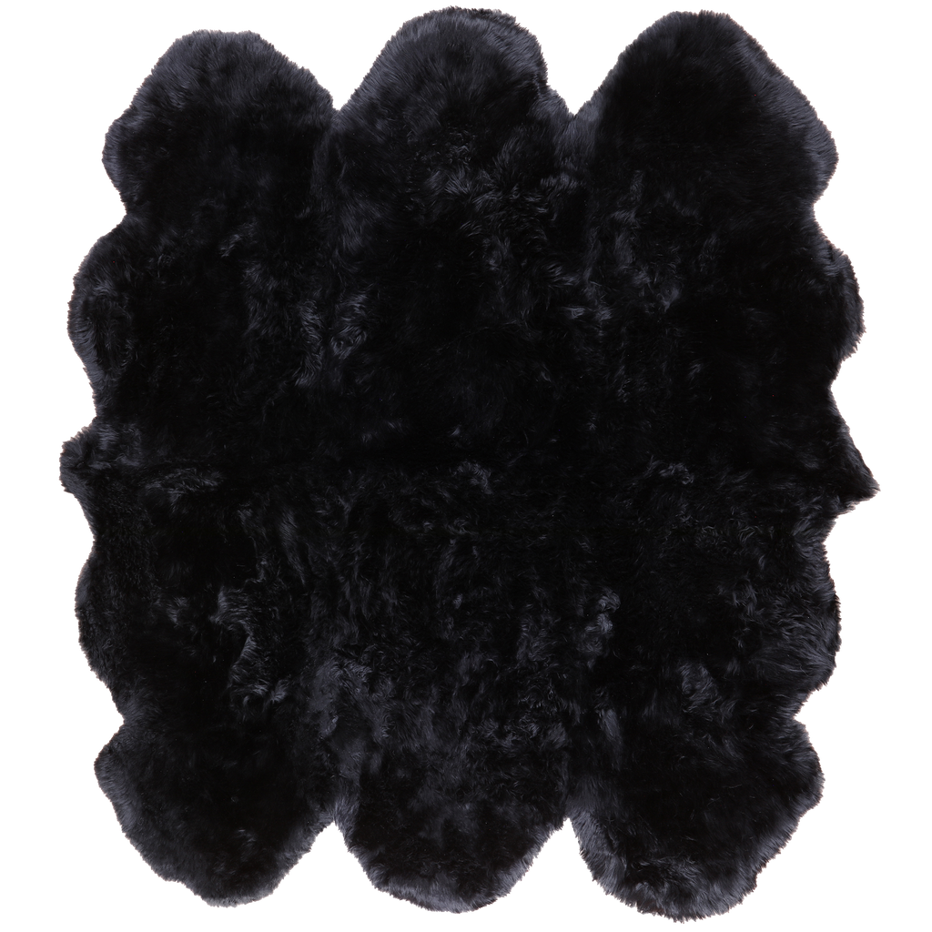 5' 0" X 6' 0" Black Premium Genuine New Zealand Sheepskin Rug - C6141