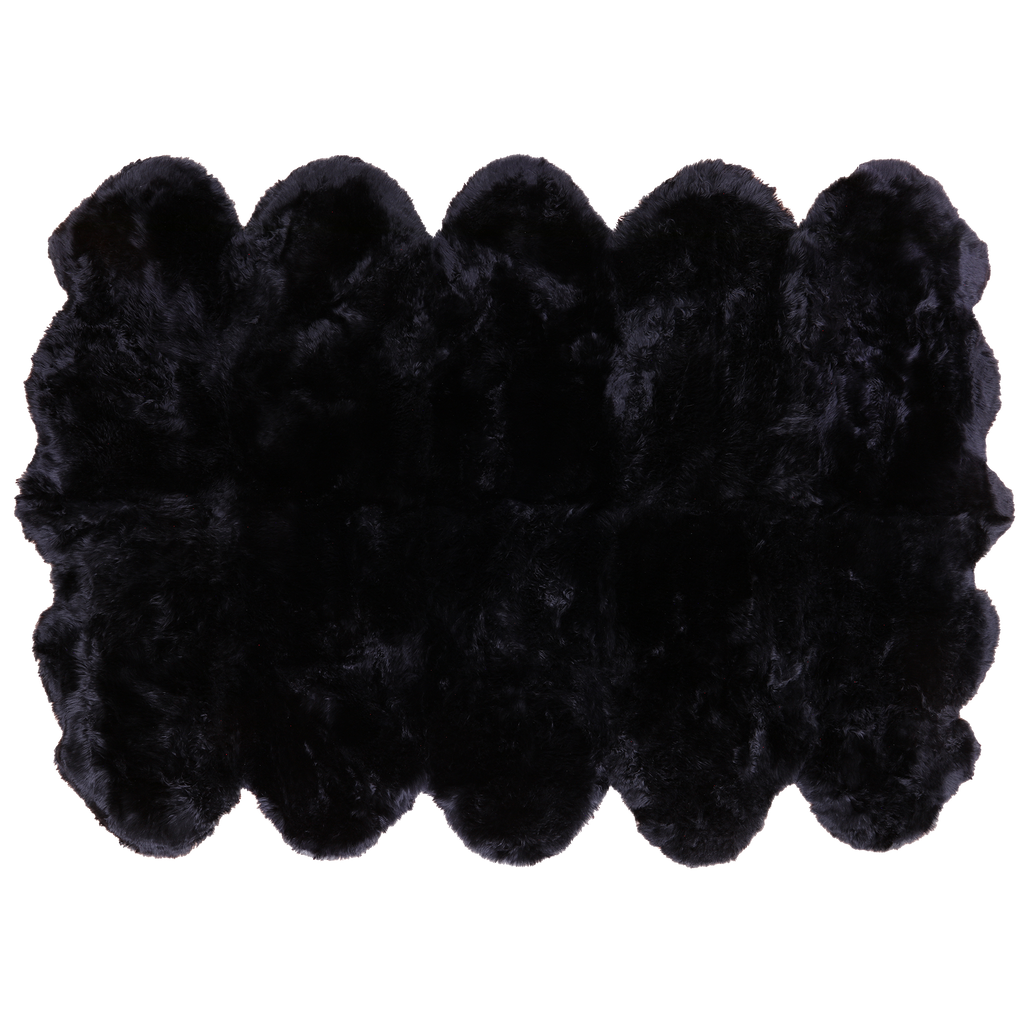 6' 0" X 9' 0" Black Premium Genuine New Zealand Sheepskin Rug - C6143