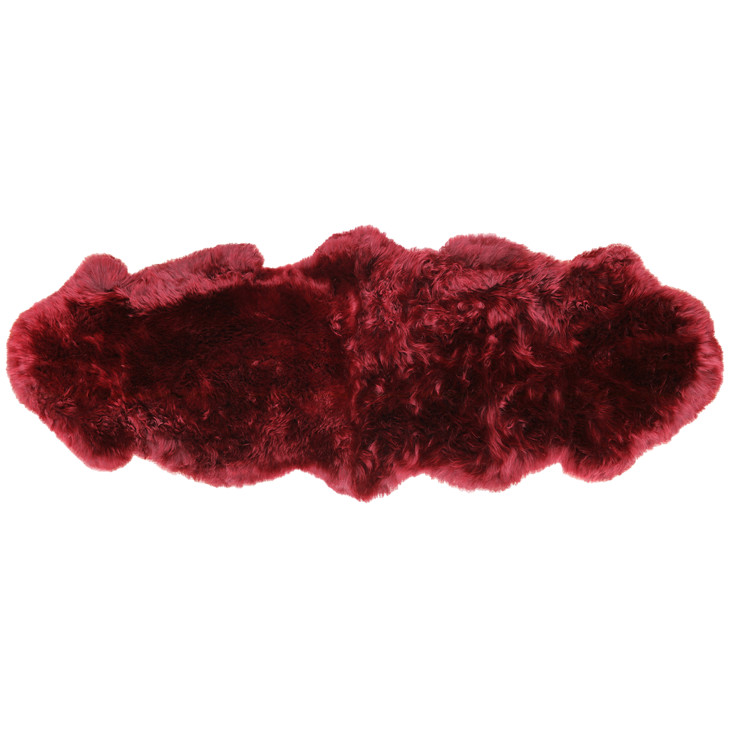 2' 0" X 6' 0" Burgundy Premium Genuine New Zealand Sheepskin Rug - C6151
