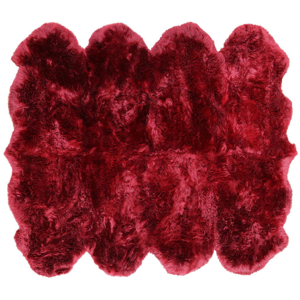 6' 0" X 7' 0" Burgundy Premium Genuine New Zealand Sheepskin Rug - C6154