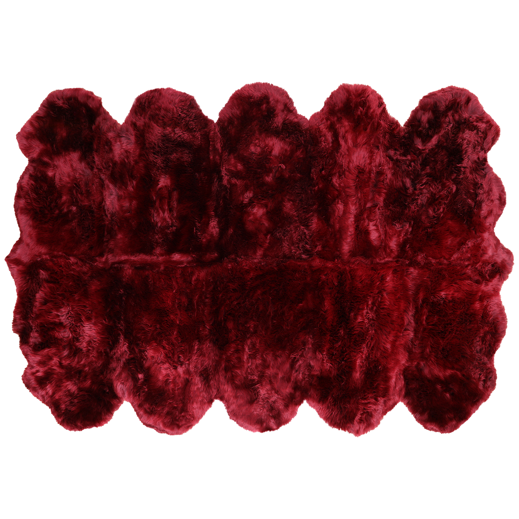 6' 0" X 9' 0" Burgundy Premium Genuine New Zealand Sheepskin Rug - C6155