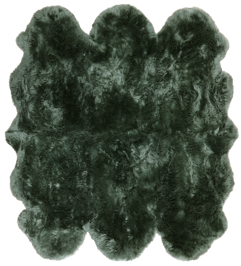 5' 0" X 6' 0" Green Premium Genuine New Zealand Sheepskin Rug - C6159