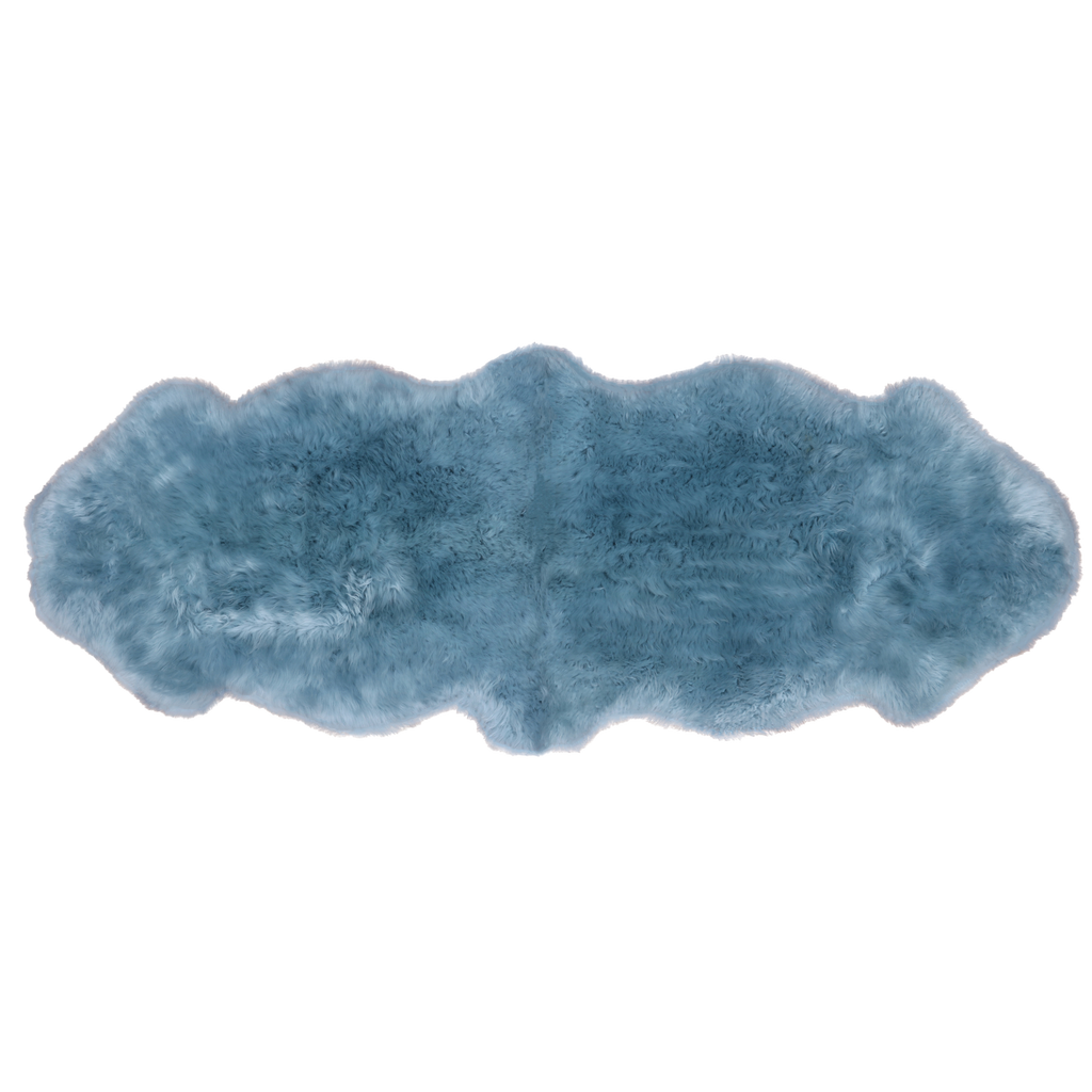 2' 0" X 6' 0" Blue Premium Genuine New Zealand Sheepskin Rug - C6163