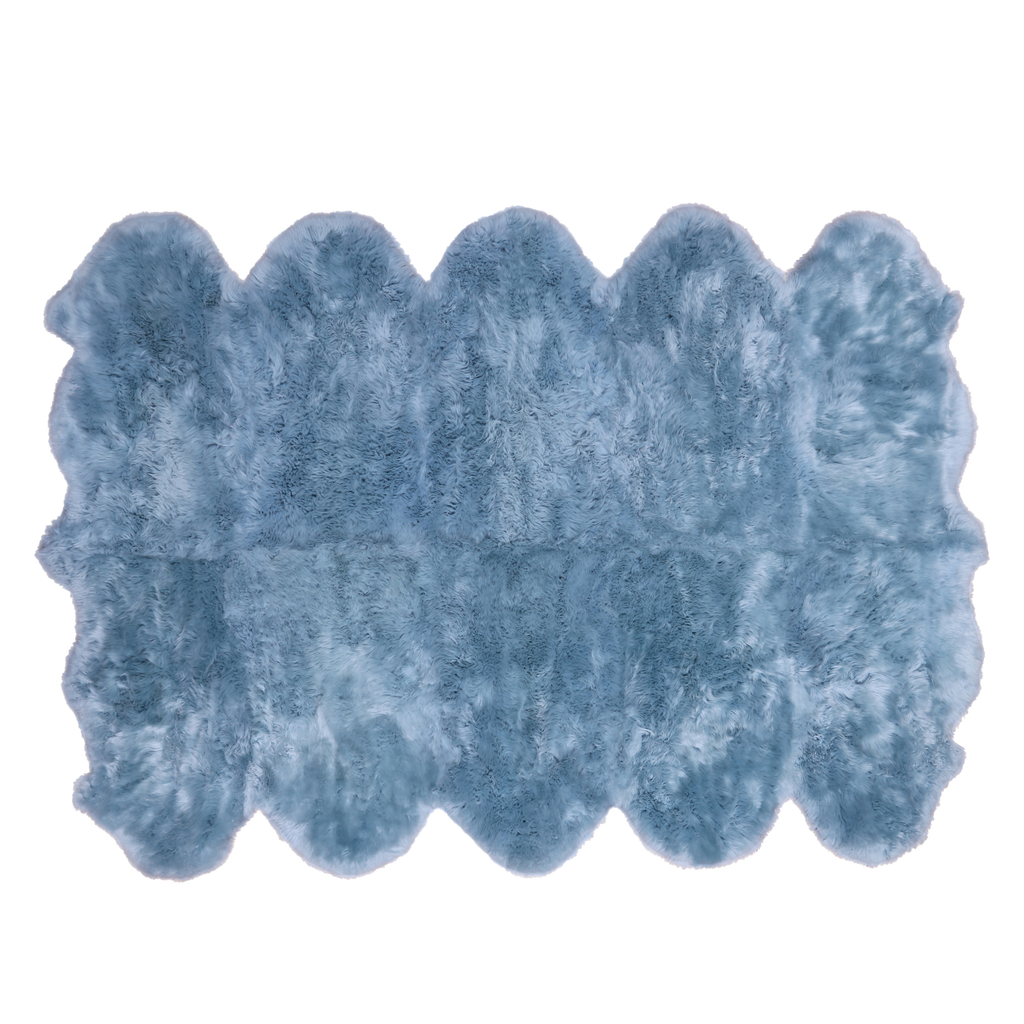 6' 0" X 9' 0" Blue Premium Genuine New Zealand Sheepskin Rug - C6167