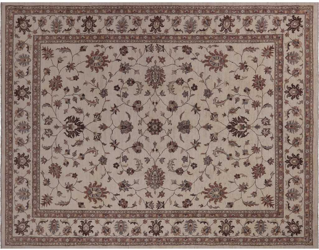 Ivory Turkish Oushak Handmade Wool Rug 8' 3" X 10' 6" - MC488