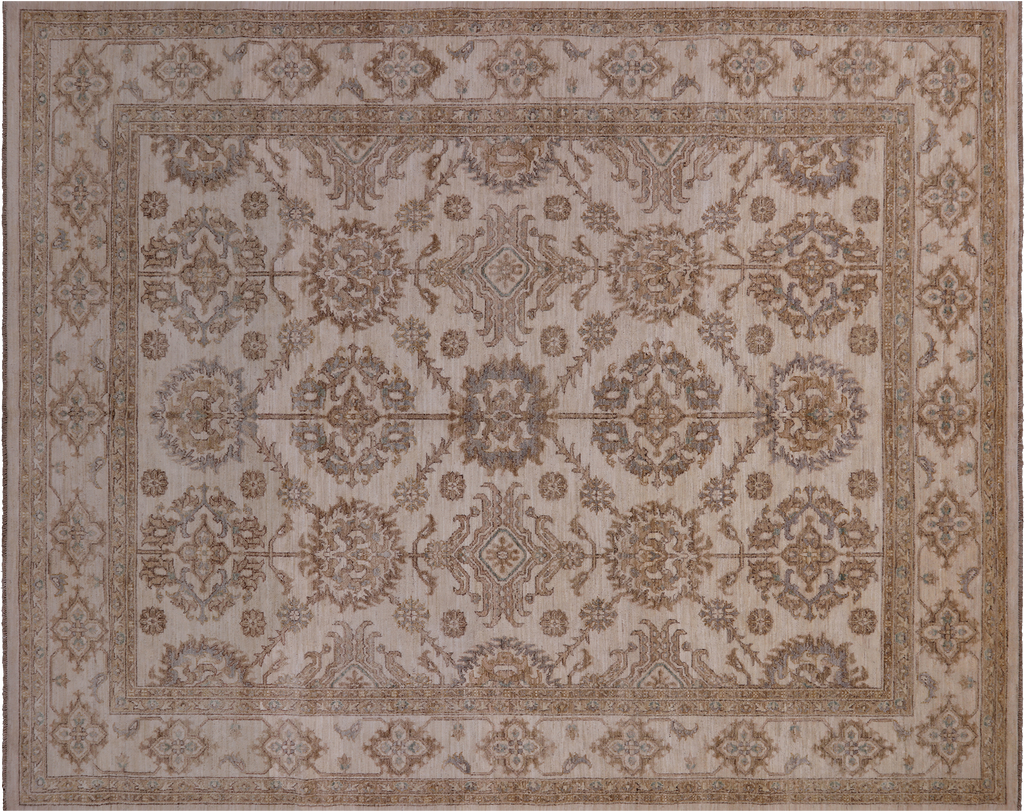 Ivory 7' 10" X 10' 1" Turkish Oushak Hand Knotted Wool Rug - MC535