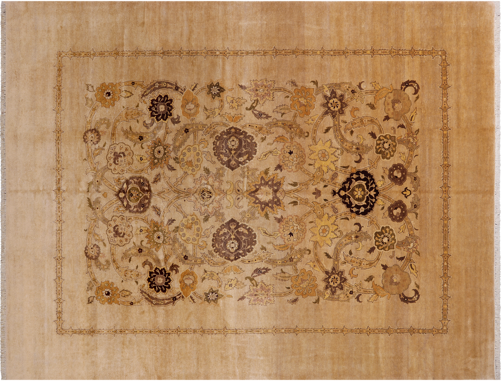 Ivory Hand Knotted Oushak Rug 8' 10" X 11' 10" - P2506