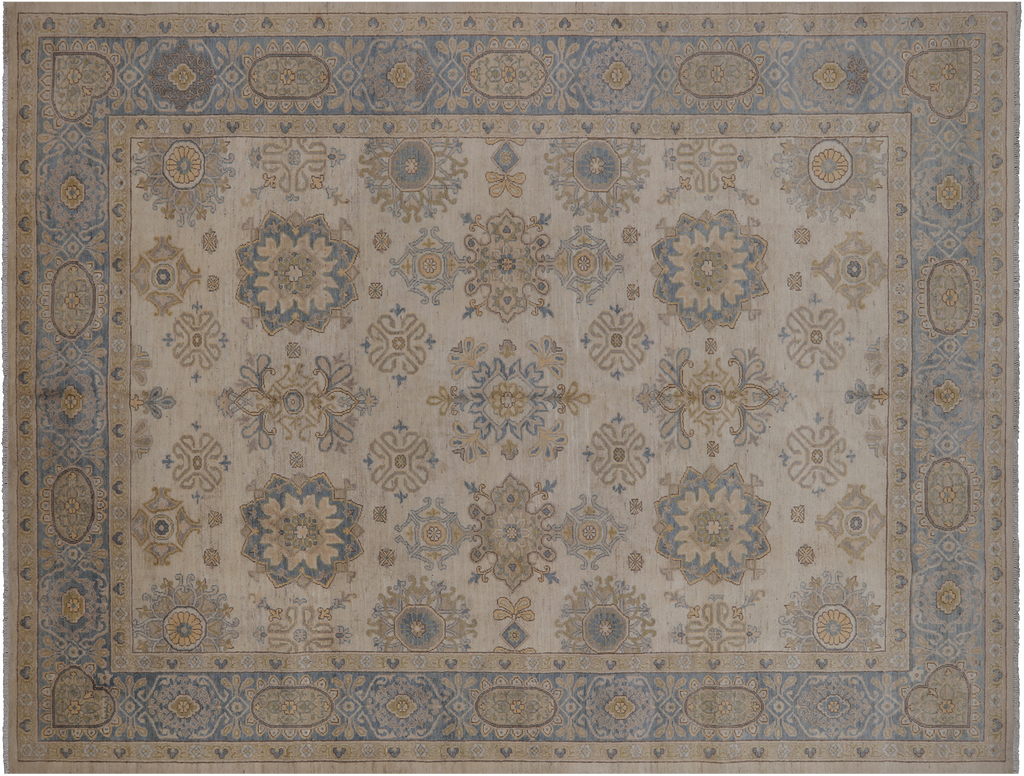 Ivory 7' 10" X 10' 6" Turkish Oushak Hand Knotted Wool Rug - P2776