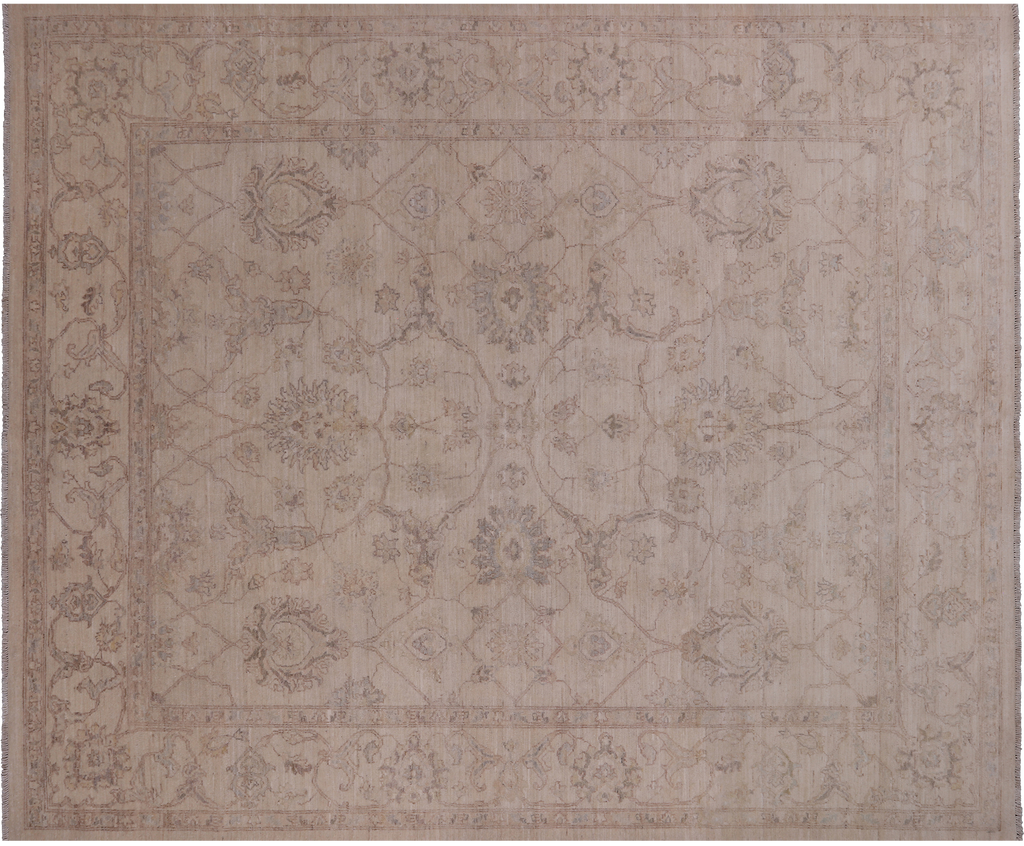 Ivory 8' 0" X 9' 9" Turkish Oushak Handmade Wool Rug - P2814