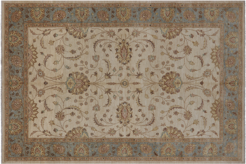 Ivory 6' 2" X 9' 2" Turkish Oushak Hand Knotted Wool Rug - P3322