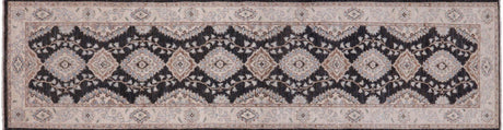 Black Turkish Oushak Handmade Wool Runner Rug - Manhattan Rugs