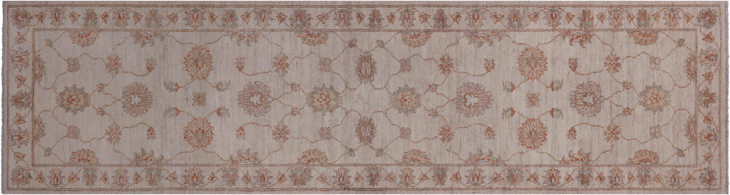 Ivory 2' 7" X 9' 10" Turkish Oushak Hand Knotted Wool Runner Rug - P3359