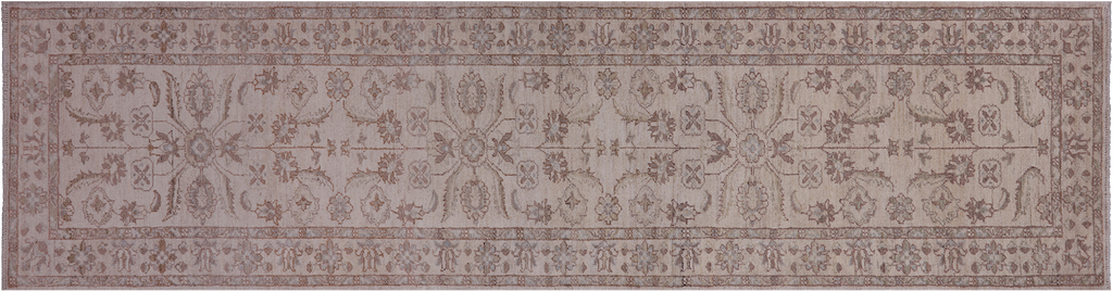 Ivory 2' 7" X 9' 9" Turkish Oushak Hand Knotted Runner Rug - P3365