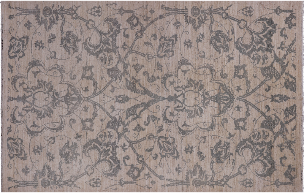 Ivory 4' 2" X 6' 4" Handmade Turkish Oushak Wool Area Rug - P3409
