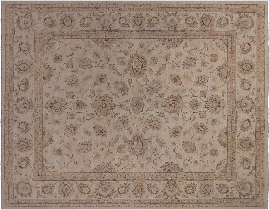 Ivory 9' 1" X 12' 0" Turkish Oushak Handmade Wool Rug - P3541