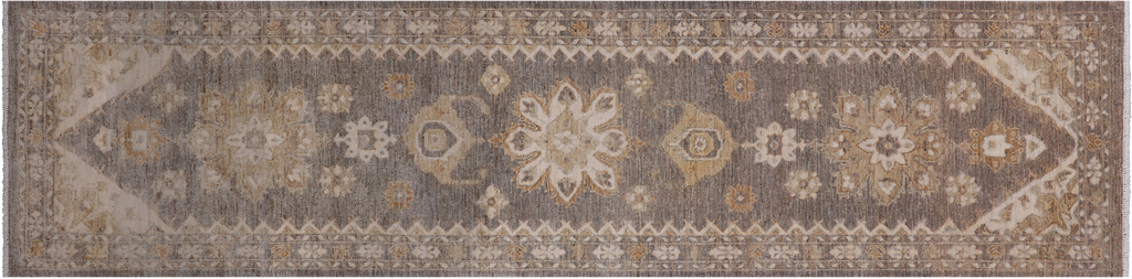 Grey 2' 5" X 9' 10" Turkish Oushak Handmade Runner Rug - P3551
