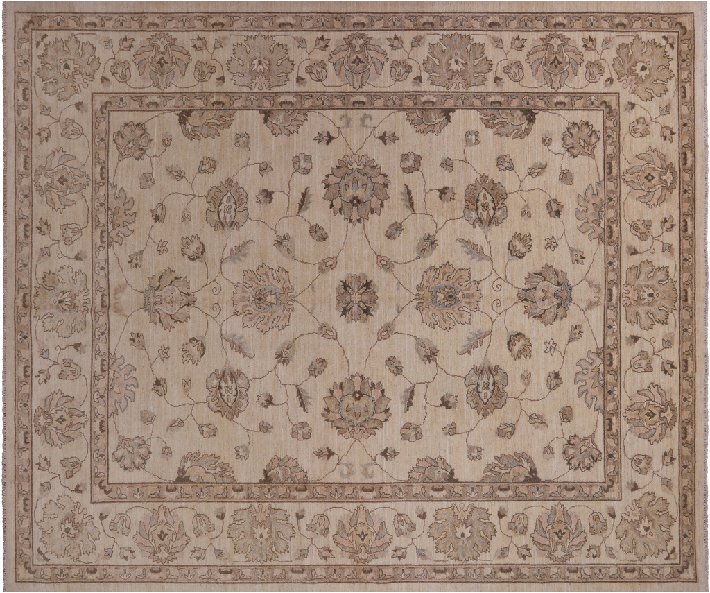 Ivory 8' 3" X 9' 10" Turkish Oushak Hand Knotted Wool Area Rug - P3556