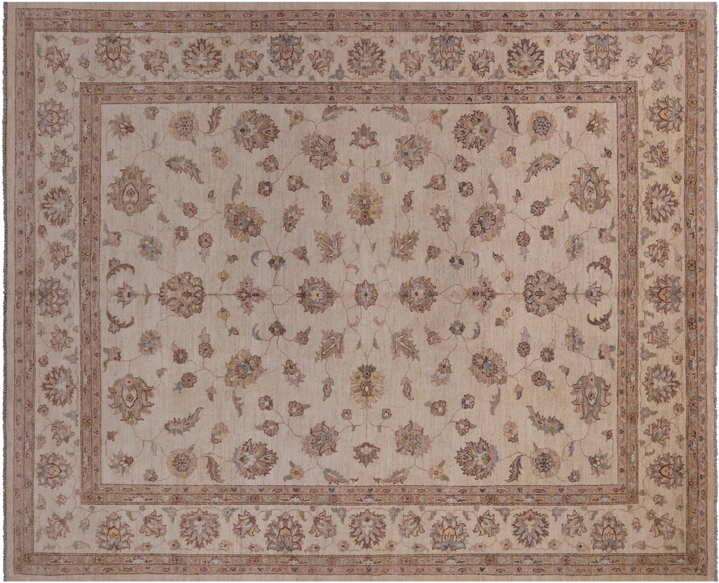 Ivory 8' 1" X 10' 1" Hand Knotted Turkish Oushak Rug - P3558