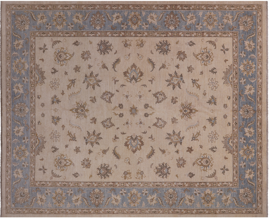 Ivory 8' 2" X 9' 10" Turkish Oushak Hand Knotted Area Rug - P3561