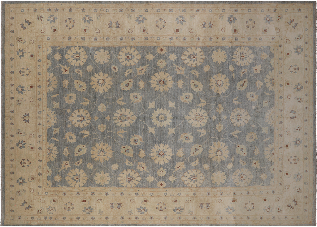 Grey 8' 10" X 12' 1" Turkish Oushak Hand Knotted Rug - P3569