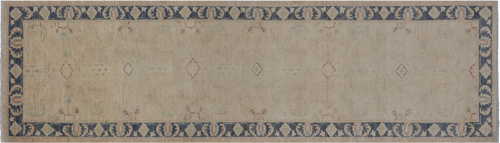 Ivory 2' 8" X 9' 6" Turkish Oushak Handmade Runner Rug - P3598