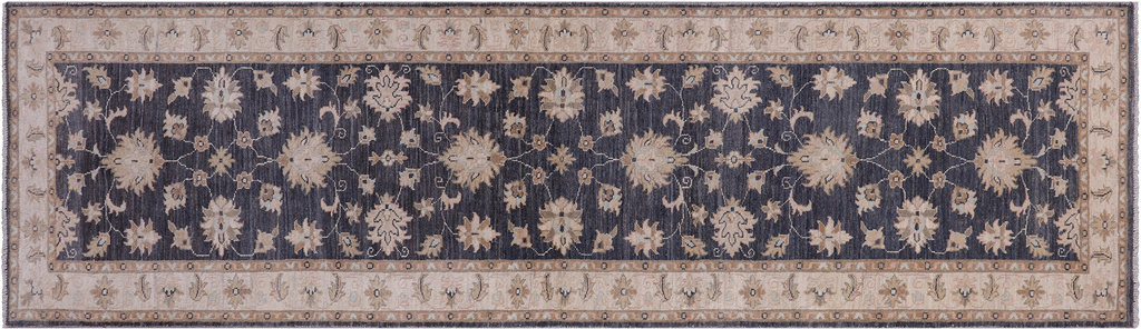 Grey 2' 8" X 9' 7" Runner Handmade Turkish Oushak Wool Rug - P3625