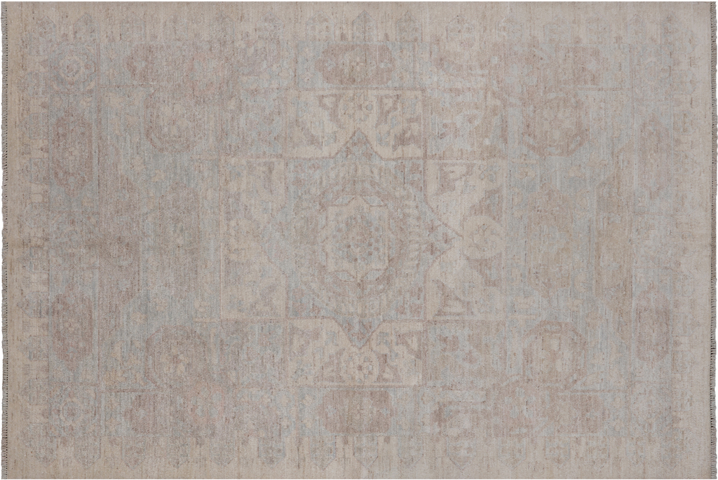 Grey 4' 10" X 7' 0" Turkish Oushak Washed Out Hand Knotted Rug - P4537