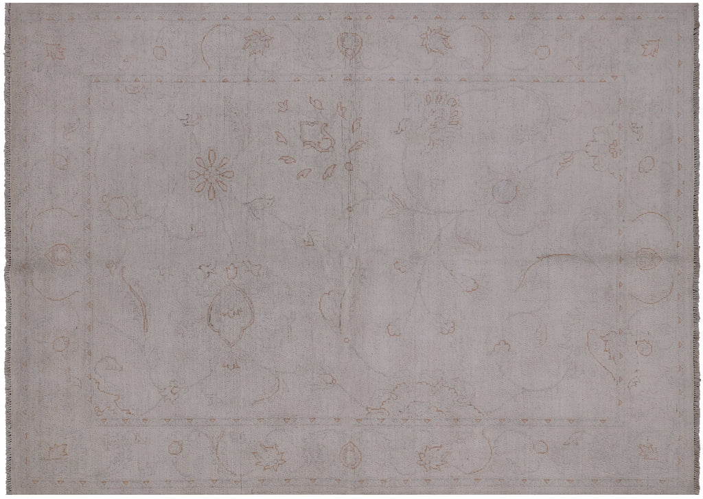 Ivory 4' 11" X 6' 11" Handmade Washed Out Turkish Oushak Rug - P4550