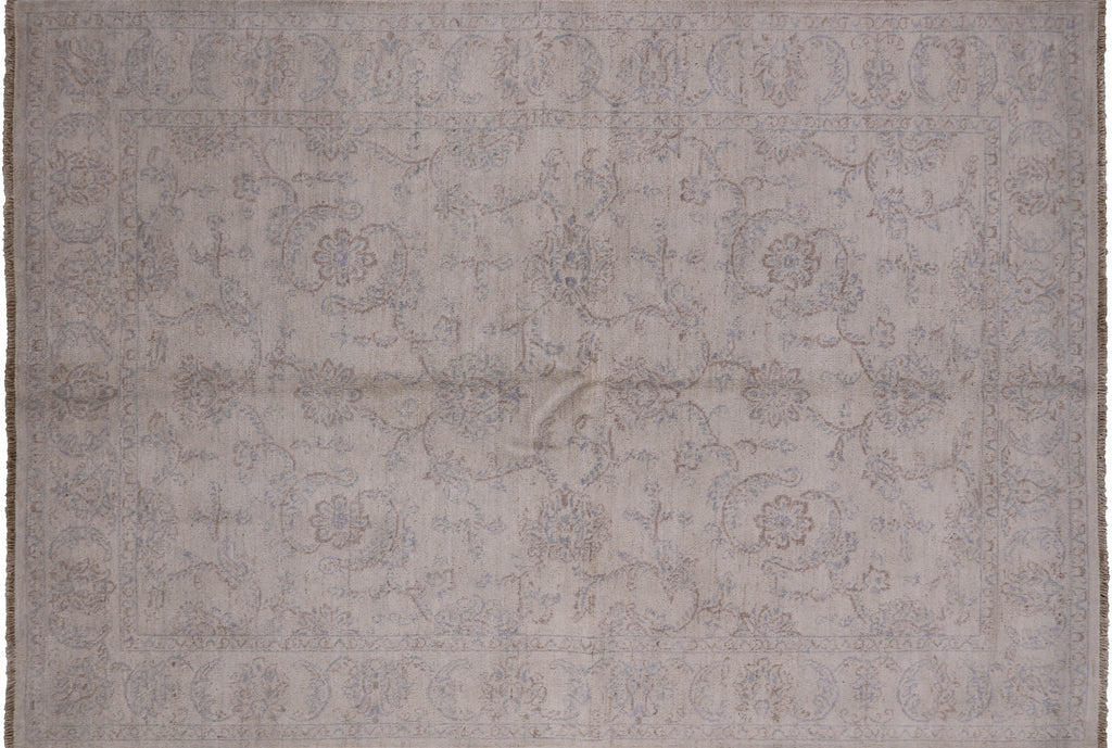 Ivory 5' 1" X 7' 4" Handmade Turkish Oushak Washed Out Wool Rug - P4582