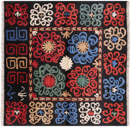 Square Handmade Ikat Wool Rug - Manhattan Rugs