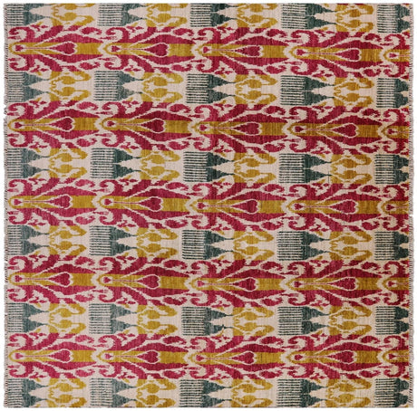 Square Hand Knotted Ikat Area Rug - Manhattan Rugs