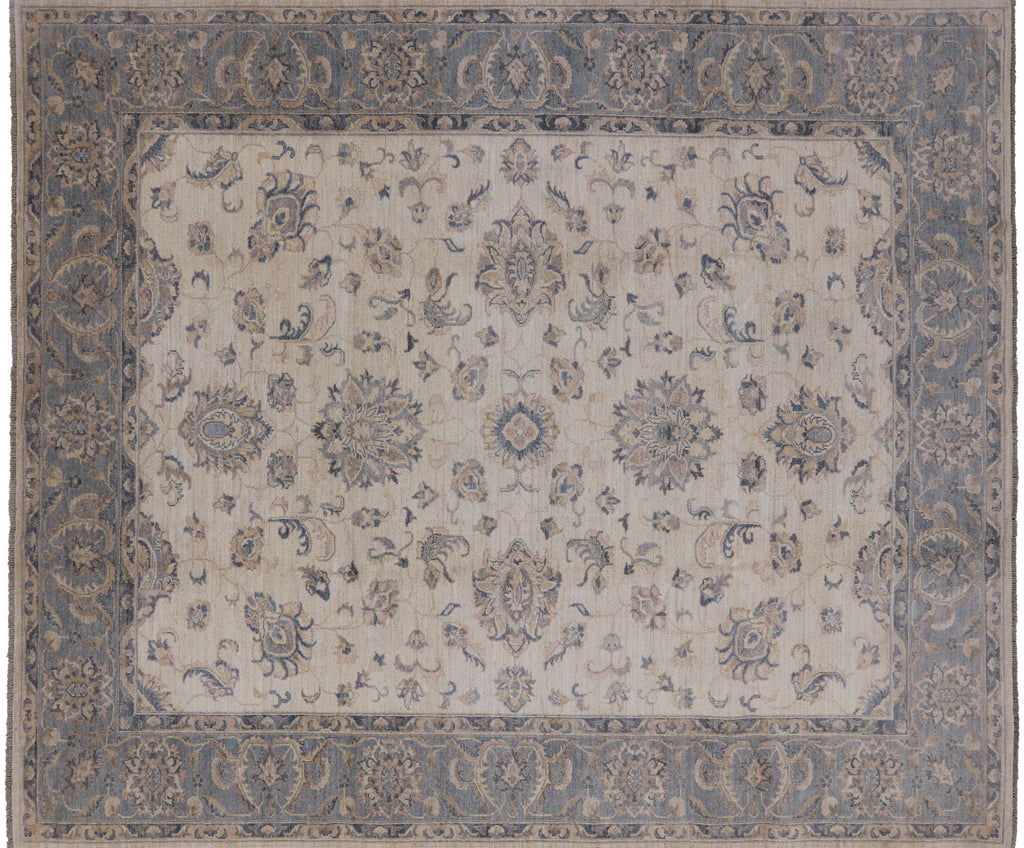 Ivory 8' 4" X 9' 10" Turkish Oushak Hand Knotted Wool Rug - P6562